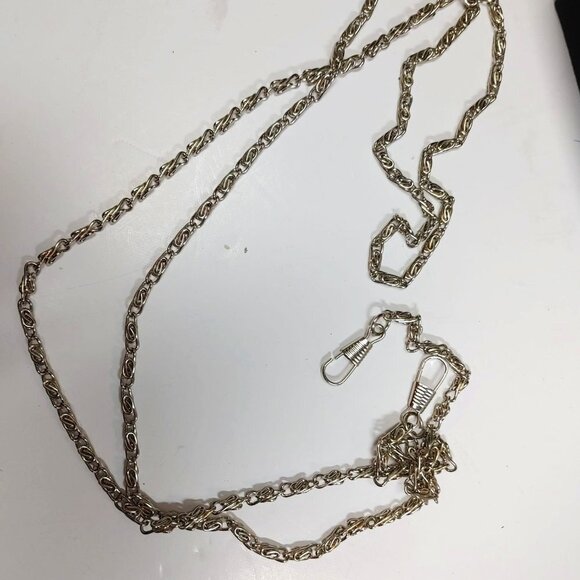Vintage Pocket Watch Chain Extra Long 48" Silvertone stainless steel - Picture 2 of 4